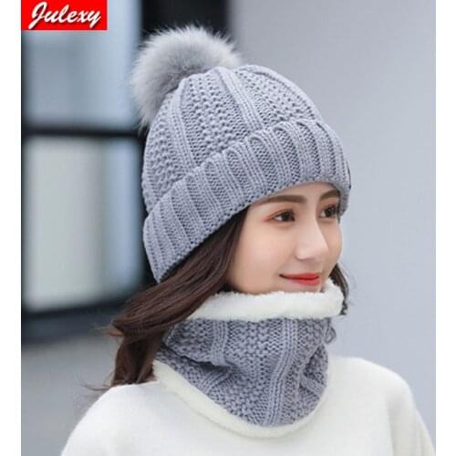 Brand Winter knitted Beanies Hats Women Thick Warm Beanie Skullies Hat Female knit Letter Bonnet Beanie Caps Outdoor Riding Sets