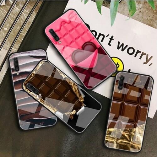 Chocolate Tempered Glass Case For Samsung Galaxy A 10S 10E 20S 20E 30S 40 50S 60 70 80 90 6 7 8 Shell
