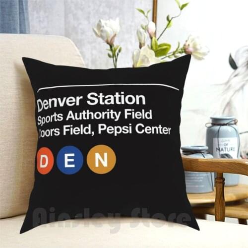 Denver Pro Sports Venues Subway Sign Pillow Case Printed Home Soft DIY Pillow cover Denver Colorado Venues Broncos Nuggets
