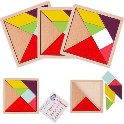 Baby Wooden Tangram Puzzle 3D Shape Cognitive Building Blocks Early Education Board Games Intimate Toys for Kindergarten Gifts