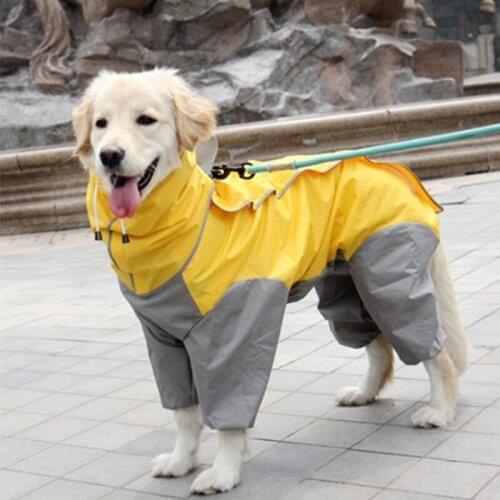 Pet Raincoat Medium and Large Dog Waterproof Four-legged Jacket Hooded Raincoat Big Dog Raincoat Jumpsuits S-7XL
