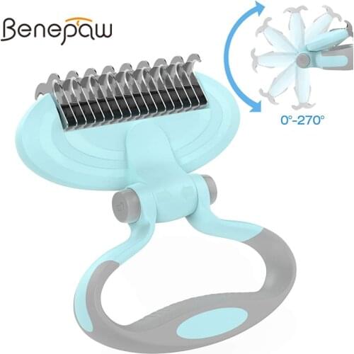 Benepaw Rotatable Dual Sided Slicker Brush For Dogs Stainless Steel Portable Safe Pet Comb Effectively Remove Loose Mats Tangles