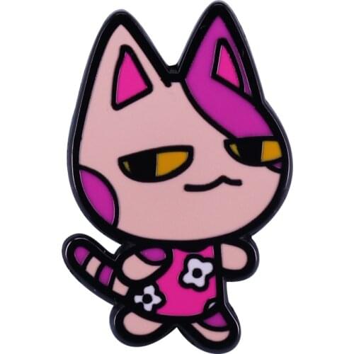 Bob The Cat Badge Animal Crossing Enamel Pin lazy kitten villager Brooch Sleepy Game character Jewelry