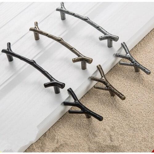 European zinc alloy cabinet drawer door handle vintage silver bright black hotel branch handle