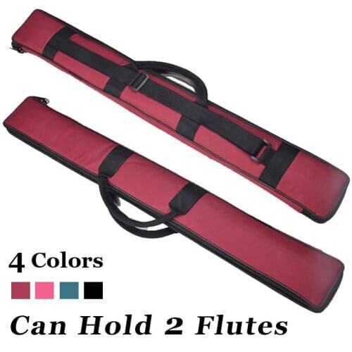 Canvas Chinese Flute Dizi Bag Traditional Musical Instrument Case Flauta Pouch Black/Blue/Pink/Red Can Hold 2 Bamboo Flutes