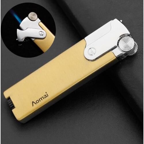 Exquisite extended turbo torch direct Jet flame smoking igniter grinding wheel creative metal windproof cigarette lighter gift