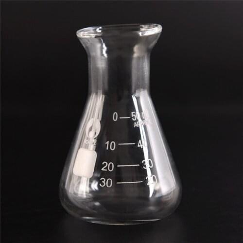 1PC Erlenmeyer Flask Clear Glass Wide Triangle Glass Flask 50ml Conical Flask Labratory Equipment