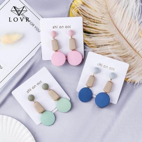 LOVR 2019 New Fashion Acrylic Wooden Long Drop Dangle Earrings For Women Statement Geometric Earring Vintage Brincos Jewelry