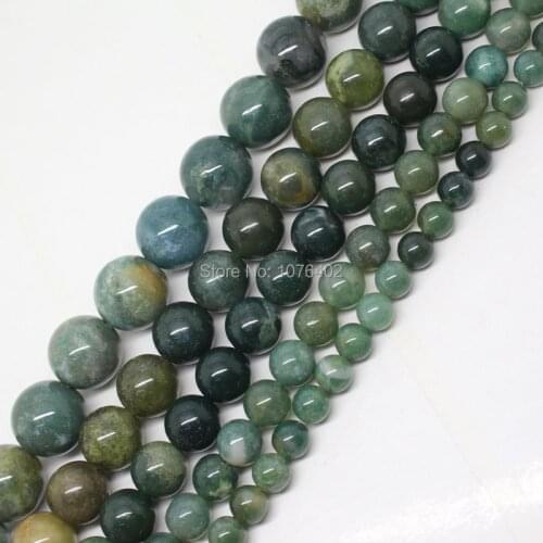 Mini. order is $7!4,6,8,10,12,14mm Natural Grass Agates Round Loose Beads 15"