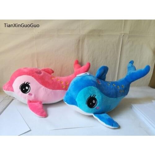 About 35cm cartoon dolphin plush toy lovely stars dolphin soft doll kids toy Christmas gift b1467