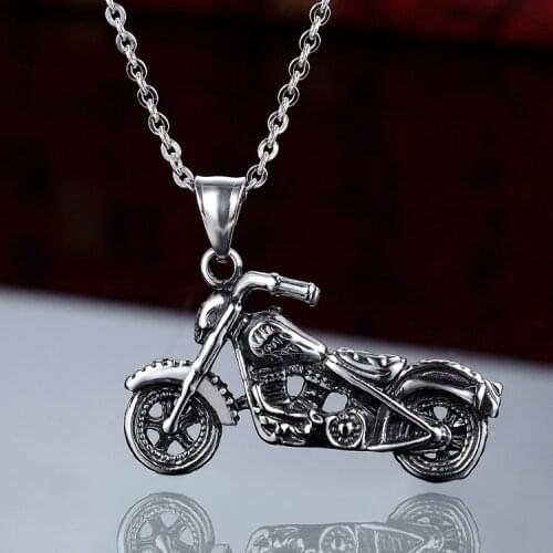 Mans Vintage Gothic Ghost Rider Pendants Stainless Steel Motorcycle Motor Bike Pendant Necklace Gift