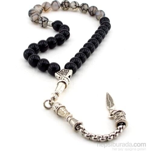 Solfera Ant Agate And Onyx Natural Stone Tasbih 100% Original Muslim 33" Rosary Prayer