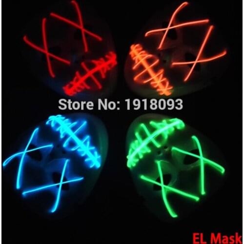 New 3V Sound active Driver+EL masks Novelty Lighting Halloween Funny EL wire mask Fashion LED mask Novelty Lighting