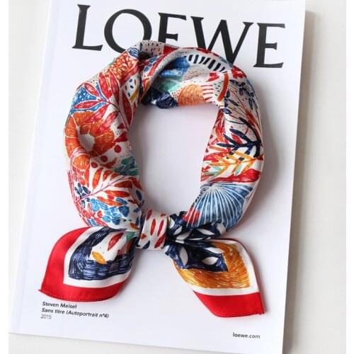 Wholesales Women Luxury Silk Satin Head Scarf Fashion Kerchief Print Hair Scarfs 53cm Square Headband Neck Scarves For Ladies