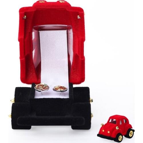 Lovely Car Red Velet Wedding Rings Jewelry Packaging Gift Box Female Necklace Earrings Cases For Jewellery Organizers Display