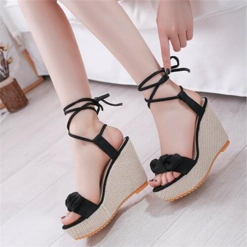 Women Summer Shoes Height Increasing Wedge Sandals Ladies Girls Peep Toe Platform Sandals Buckle Dewy Sandalias De Las Mujeres