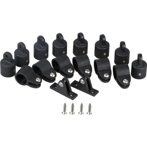 16 Pcs/Set Black Nylon Marine Boat Deck Hinge Jaw Slide Eye End Fitting Hardware Fits 22mm 25mm Marine Hardware