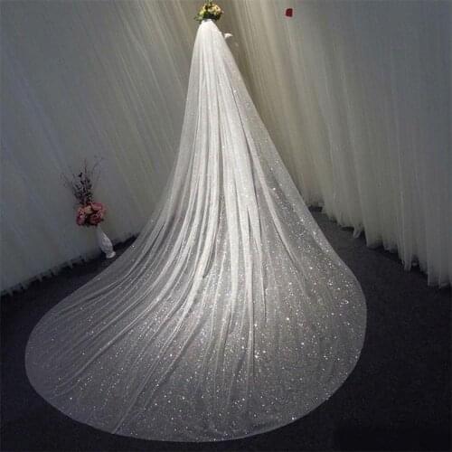 Bridal Veils Sparkly Wedding Veil With Comb One Layer Sequins White Ivory Custom Made