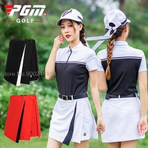 Pgm Uniform Golf Apparel Women Short Sleeve T Shirt Sports Tennis Baseball Golf Suit Ladies Pleated Short Skirt Clothing Set