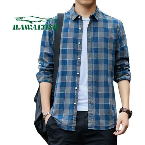 2021 spring mens plaid shirt mens trendy shirt jacket casual loose mens new all-match inch shirt handsome long-sleeved shirt