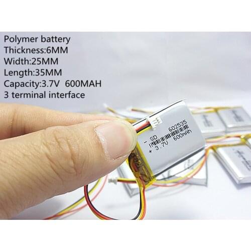 The video recorder 388 Capacity 600MAH model 582535 602535 P polymer thium battery 3 line