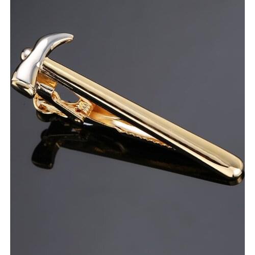 High quality novelty Mens Gold Hammer Tie Clip Clamp Metal Necktie Bar Clasp Neck Tie Pin Wedding Business Favor Gifts