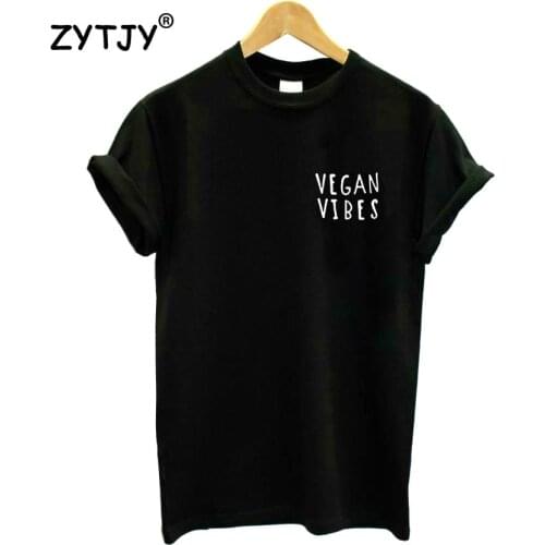 VEGAN VIBES Pocket Letters Print Women Tshirt Cotton Casual Funny t Shirt For Girl Top Tee Hipster Tumblr Drop Ship HH-30