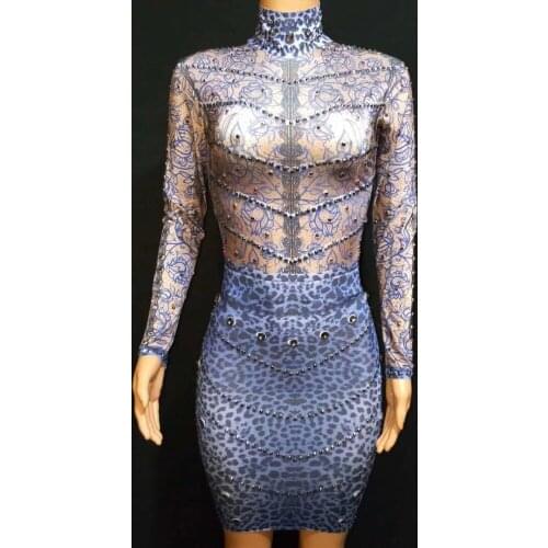 Blue Color Long Sleeve Turtleneck Sexy Bodycon Mini Dress Rivet Sexy Club Night Dress For Women Top Quality