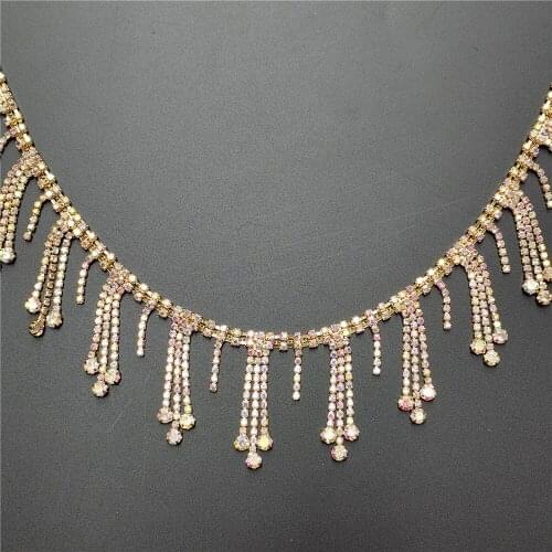 Rhinestone Crystal Chain Bling Diamante Lace Diamond Belt Trim Ribbon Necklace Applique Gem Sparkle Wedding Dress 5cm Width