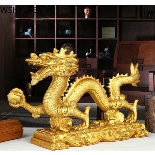 Golden light luxury dragon lucky resin dragon ornament business craft new home office gift birthday gift decoration sculpture