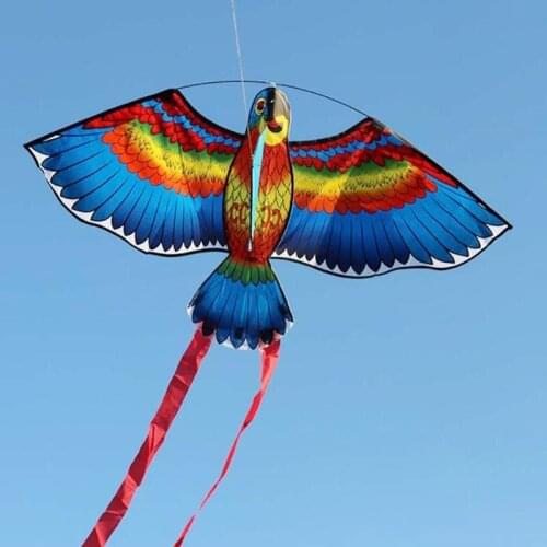 1.1m Flat Parrot Kite With 30 Meter Single Line Outdoor Fun Flying Bird Kites Toy For Kids Gift Outdoor Parrot Kites Flying Toys