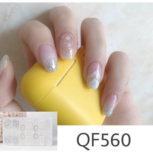 1sheet Korean Nail Polish Strips DIY Waterproof Nail Wraps Mixed Patterns Full Nail Patch Adhesive for Women Nail Art Stickers