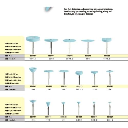 1pc Dental Lab diamond Stone Polisher For Zirconia Crown Fast Grinding Finishing No Cracking Or Damage Blue Color