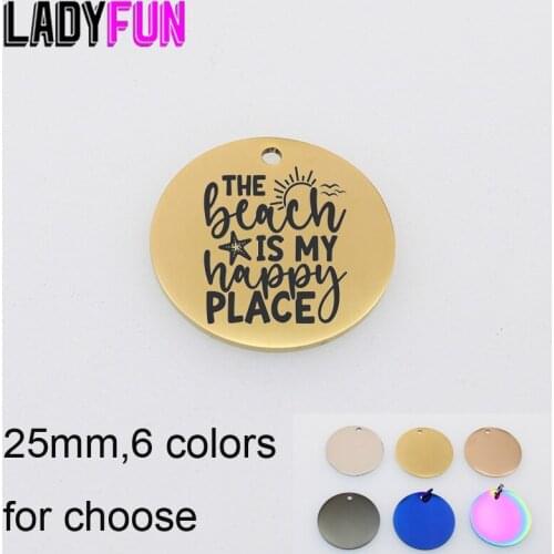 The Beach Is My Happy Place Charm Stainless Steel Summer Vacation Gifts Charms DIY Pendant 10pcs