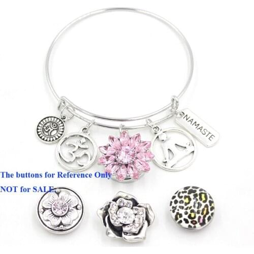 10PCS Mix Snap Bracelets Snap Jewelry Inspiration Buddha Yoga Charm Bracelet Adjustable Wire Bangle Bracelets for women pulsera
