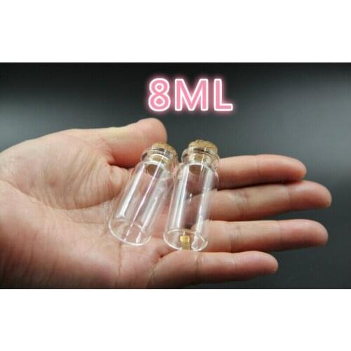 1000PCS 22*45mm 8ml High Quality Lovely Small Cork Bottle Clear Glass Bottle Wishing Bottle With Cork Stopper Storage Bottle Jar