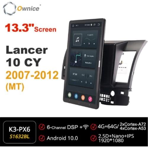 1920*1080 Ownice Android 10.0 forMitsubishi Lancer 10 CY 2007 - 2012 Car Radio Auto Multimedia Video Audio 13.3" IPS Rotatable