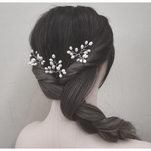 Vintage Silver Gold 3PCS Bridal Hair Pins Elegant Women Headpieces Handmade Pearl Wedding Hair Accessories for Bride Girls Gift