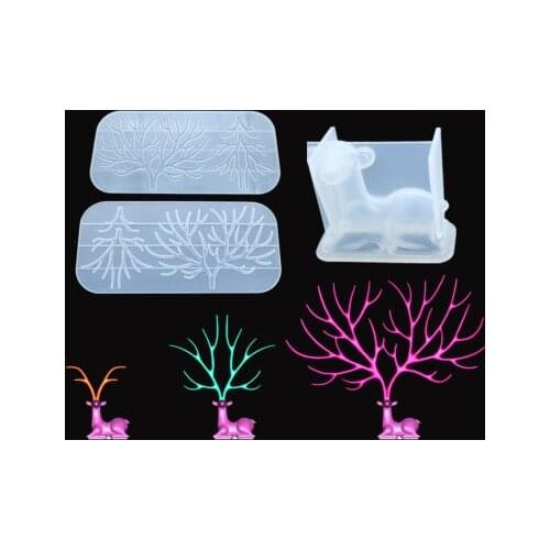 3D Christmas Deer Antler Silicone Mold for Mirror Hand-Set Table Silicone Mold