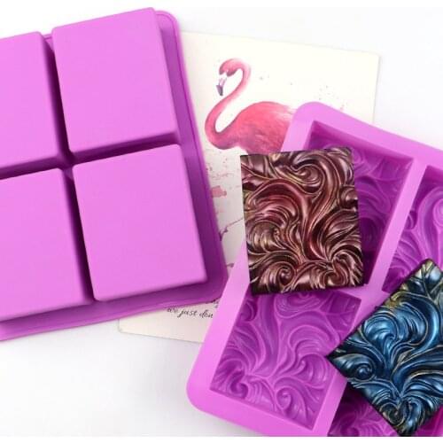 4 Cavity Square Wave Flower Silicone Cake Mold for DIY Soap Chocolate Ice Cream Bread Dessert Pastry Bakeware Decorating Tools