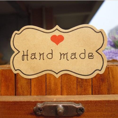 80pcs Big Size Hand Made Kraft Seal Sticker With Heart Design DIY Paper Label Gift Seal Sticker 5.9x3.2cm