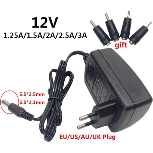 12V Power Adapter DC 1A 1.25A 1250mA 1.5A 1500mA 2A 2.5A 2500mA 3A DC 12V Volt Power Supply Switching 220V to 12V Led Light Lamp