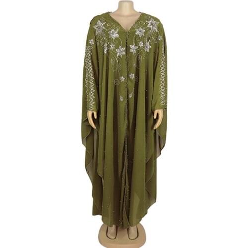 2020 Africa Clothing Robe African Design Bazin Chiffon Long Stick Diamond SLeeve Dashiki Dress Lady African Dresses For Women