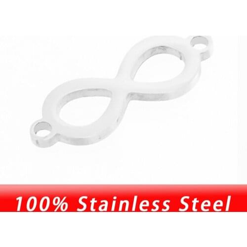 100% Stainless Steel Infinity Charm For Jewelry Making Steel Infinity Connector 8 Shape Pendant DIY Jewelry Wholesale 50pcs