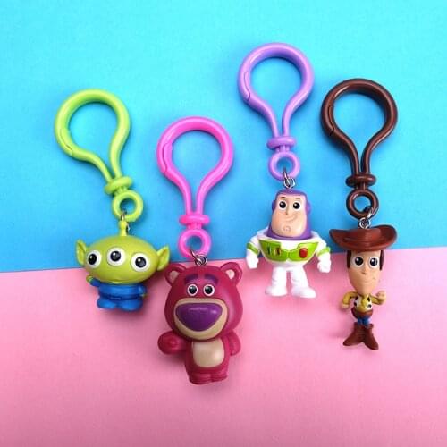 Disney Toy Story 4 Keychain Cartoon Anime Figure Woody Lotso Jessie Buzz Lightyear Alien Partysaurus Rex Bags Pendant Key Chain