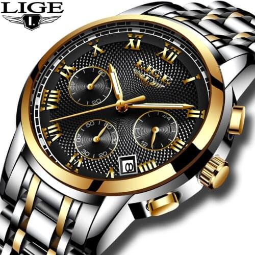 LIGE Watch Men Fashion Sports Quartz Clock Mens Watches Top Brand Luxury Full Steel Business Waterproof Watch Relogio Masculino
