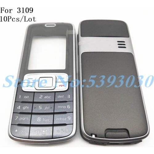 10Pcs/Lot For Nokia 3109 3109C Housing Front Faceplate Frame Cover Case+Back Cover/Battery Door Cover+Keypad+Logo