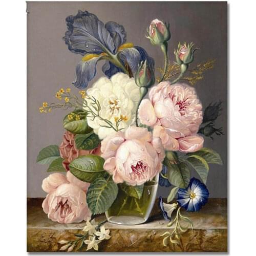 Flower Paint By Numbers Kits for Adult Peony Rose with Leaf Paintworks for Home Wall Decor 16 By 20Inch