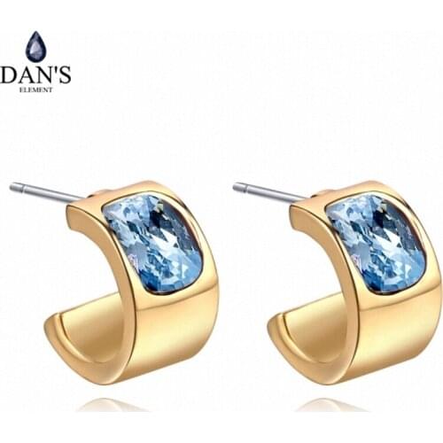 DANS Element Brand Real Austrian Crystals Fashion trendy Dangle Earrings For Women Gift White Gold Color #133523