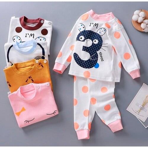 Kids Wear Brand Print Cartoon Baby Girl Outfit Autumn Long Sleeve Infant Home Wear Suits Newborn Baby Boy Clothes Girls Sets